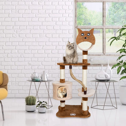 ASYPETS Cat Activity Tree 50鈥滿ulti-Level Wooden Pet Furniture