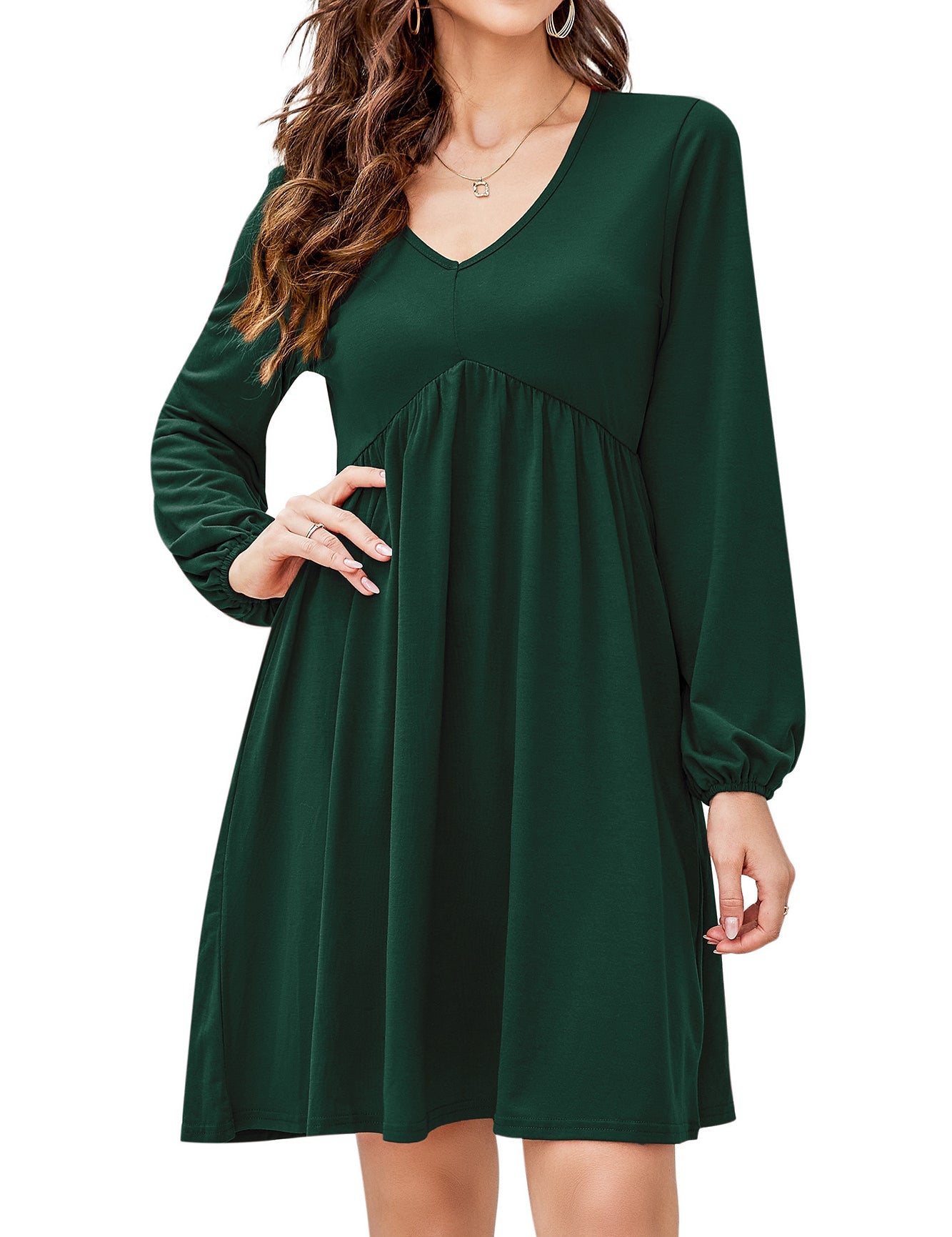 Women's V Neck Long Sleeve Autumn Dress