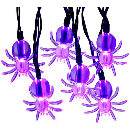 CYNDIE LED Solar String Light Purple Spider Light for Halloween Party Decorations