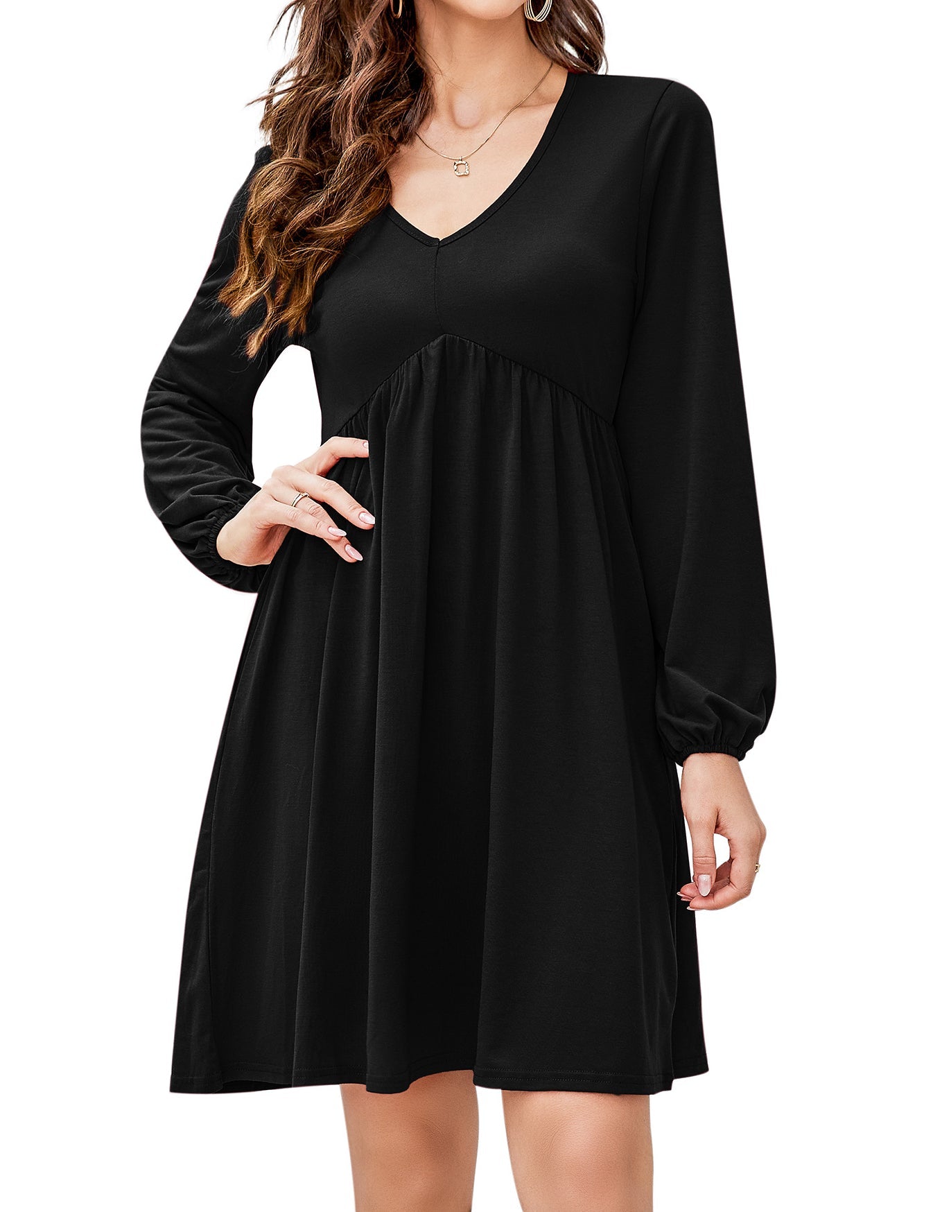 Women's V Neck Long Sleeve Autumn Dress