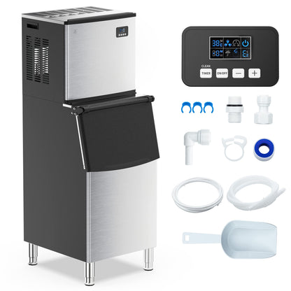 GARVEE 350Lbs Commercial Ice Maker Machine 220Lbs Ice Bin Industrial Air Cooled Modular Ice Maker