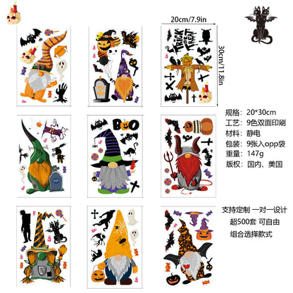 CYNDIE Halloween Style Stickers Electrostatic Window Stickers Dwarf Pattern Stickers