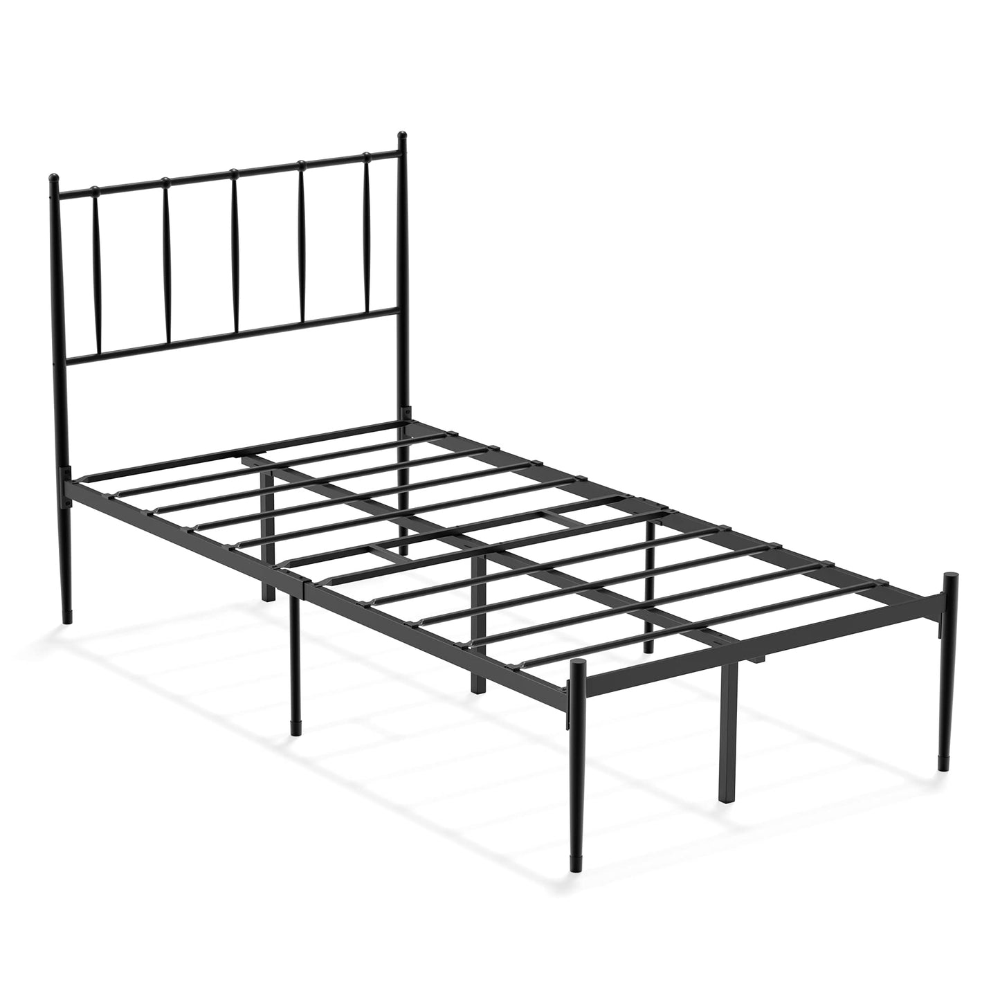 IDEALHOUSE Twin Size Metal Platform Bed Frame with Headboard