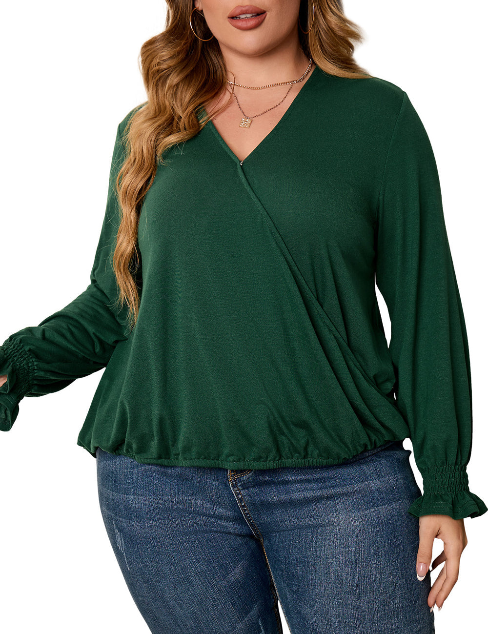 Women's Plus Size V-Neck Bag Loose Top