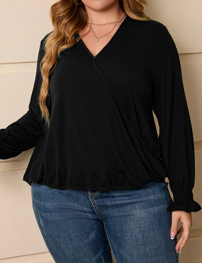 Women's Plus Size V-Neck Bag Loose Top