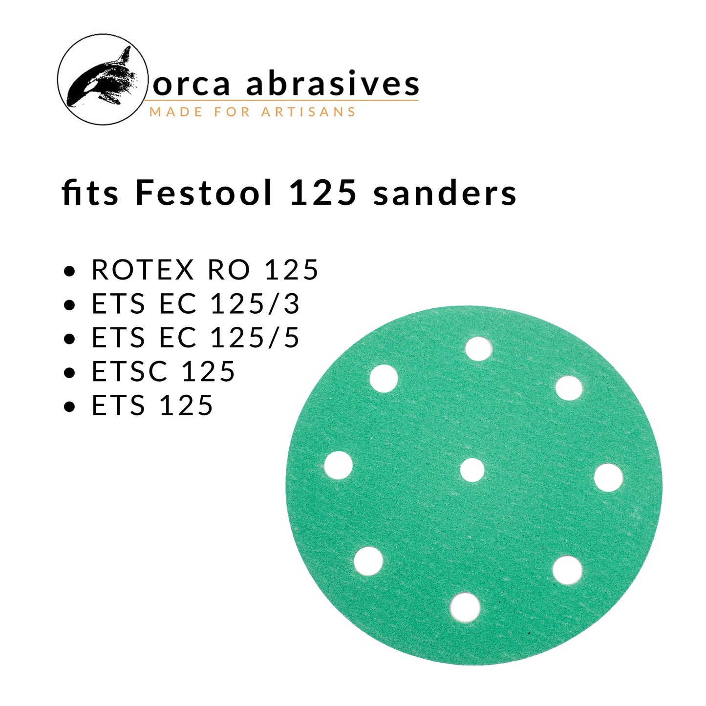 5in Hook & Loop Green Sanding Discs Fits Festool