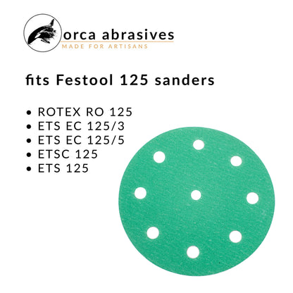 5in Hook & Loop Green Sanding Discs Fits Festool