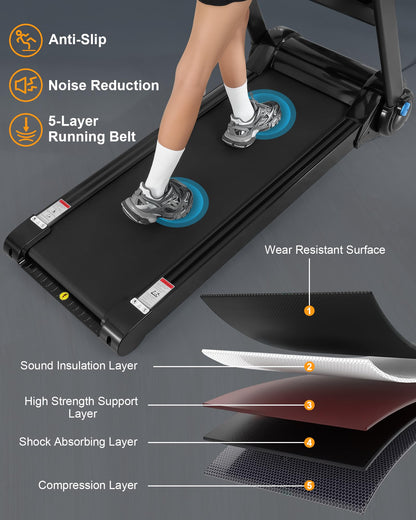 GARVEE 4.0 HP Folding Treadmill Max 400 LBS No Assembly 0.6-8.7 MPH Heavy Duty Treadmill For Running Walking Foldable Treadmill