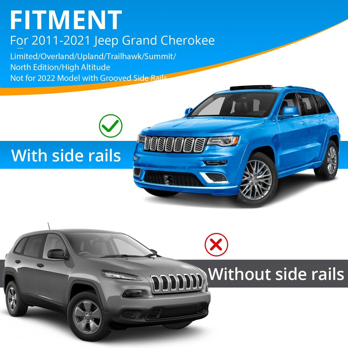 GARVEE Roof Rack Cross Bar Fit For 2011-2021 Jeep Cherokee Heavy Duty Steel Main Body Jeep Cherokee Cross Bars