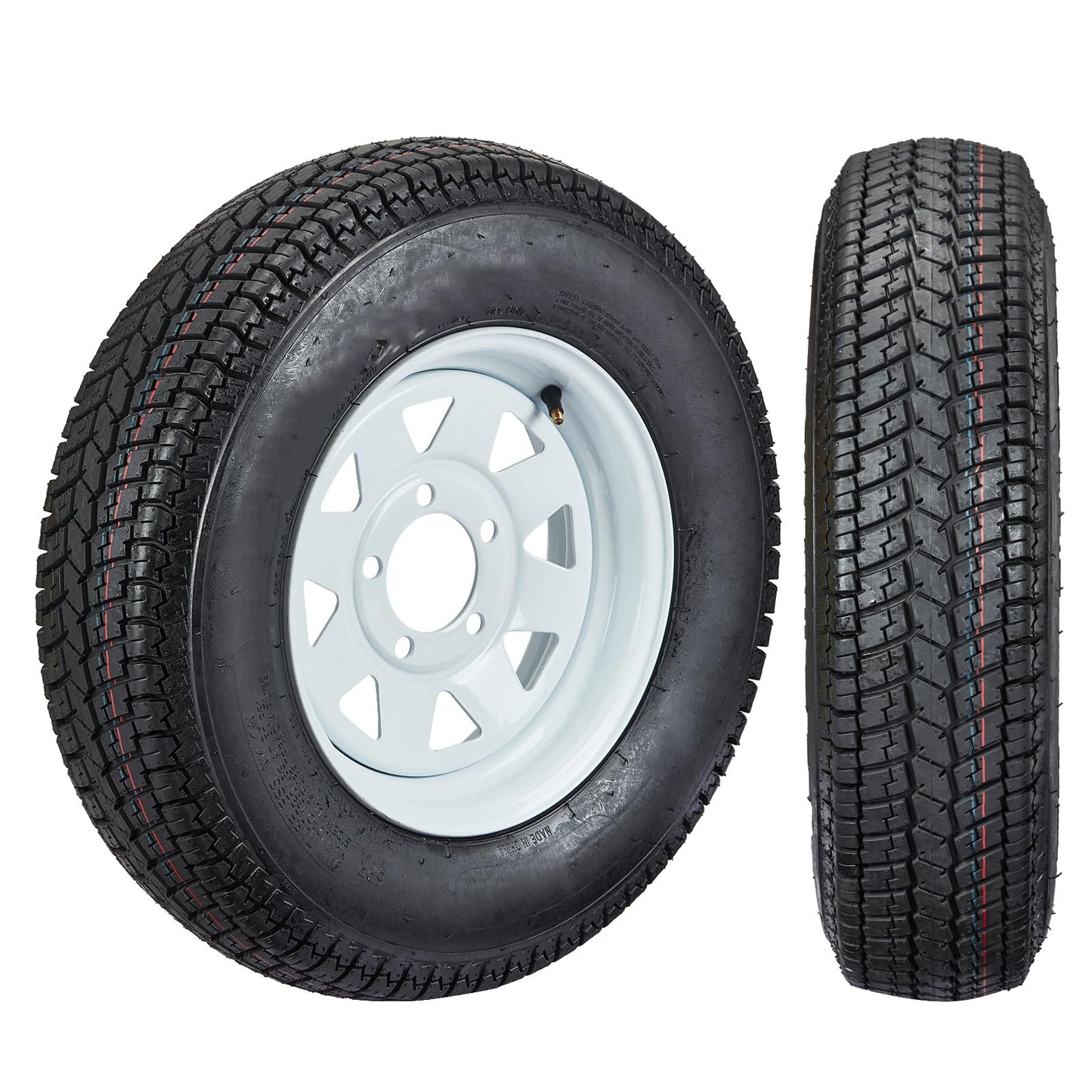 GARVEE 2 Pack ST175-80D13 Trailer Tires With 13 inches Rims 5 Lug on 4.5 inches Load Range C 6PR