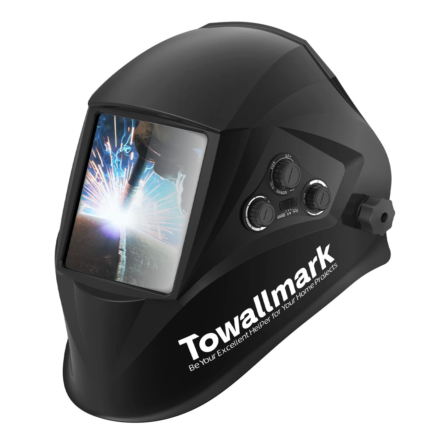 Towallmark Auto Darkening Welding Helmet 3.95鈥澝?.9鈥?Large Viewing Welding Hood