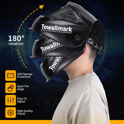 Towallmark Auto Darkening Welding Helmet 3.95鈥澝?.9鈥?Large Viewing Welding Hood