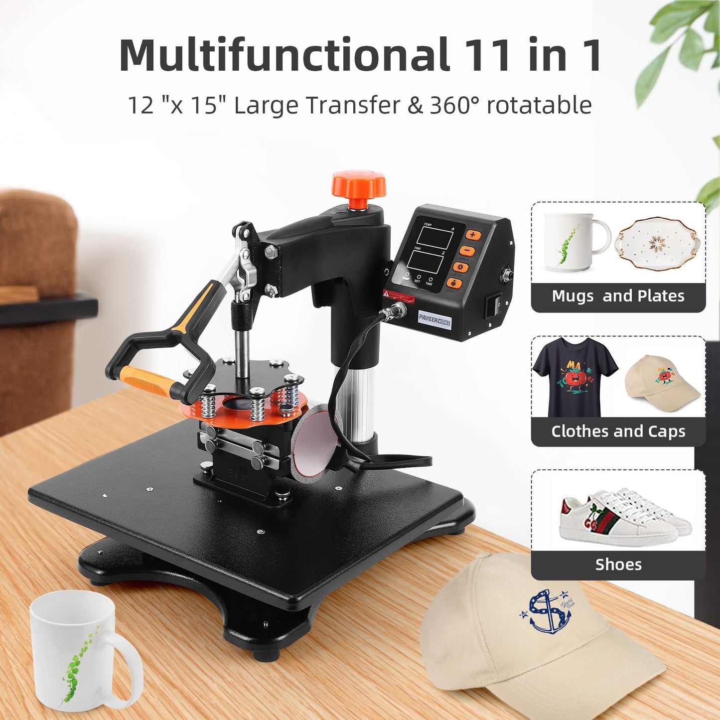 GARVEE 12 x 15 inch Heat Press Machine 11-in-1 Heat Press 800W Sublimation Machine Swing-Away Heat Press