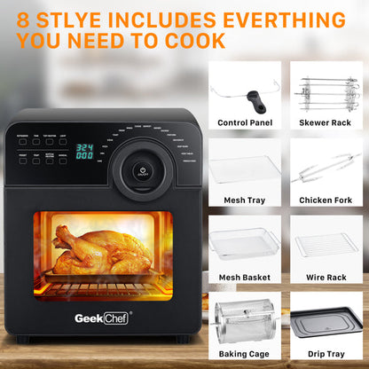 GEEK CHEF 14.7QT Air Fryer Oven Toaster 4 Slice Toaster Countertop Oven Fry Oil-Free