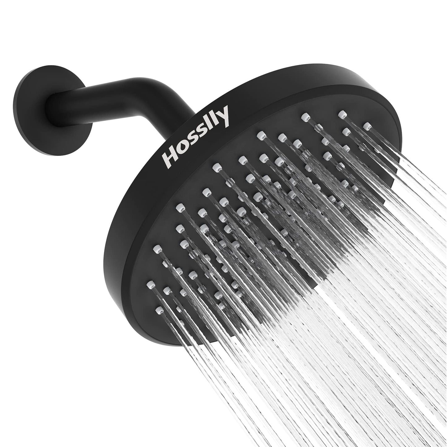 HOSSLLY Rainfall Shower Head High Pressure 360掳 Adjustable - Brushed Nickel