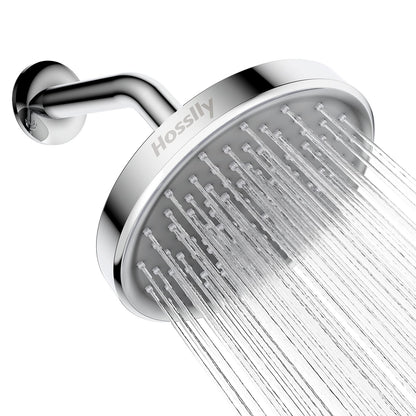 HOSSLLY Rainfall Shower Head High Pressure 360掳 Adjustable - Brushed Nickel