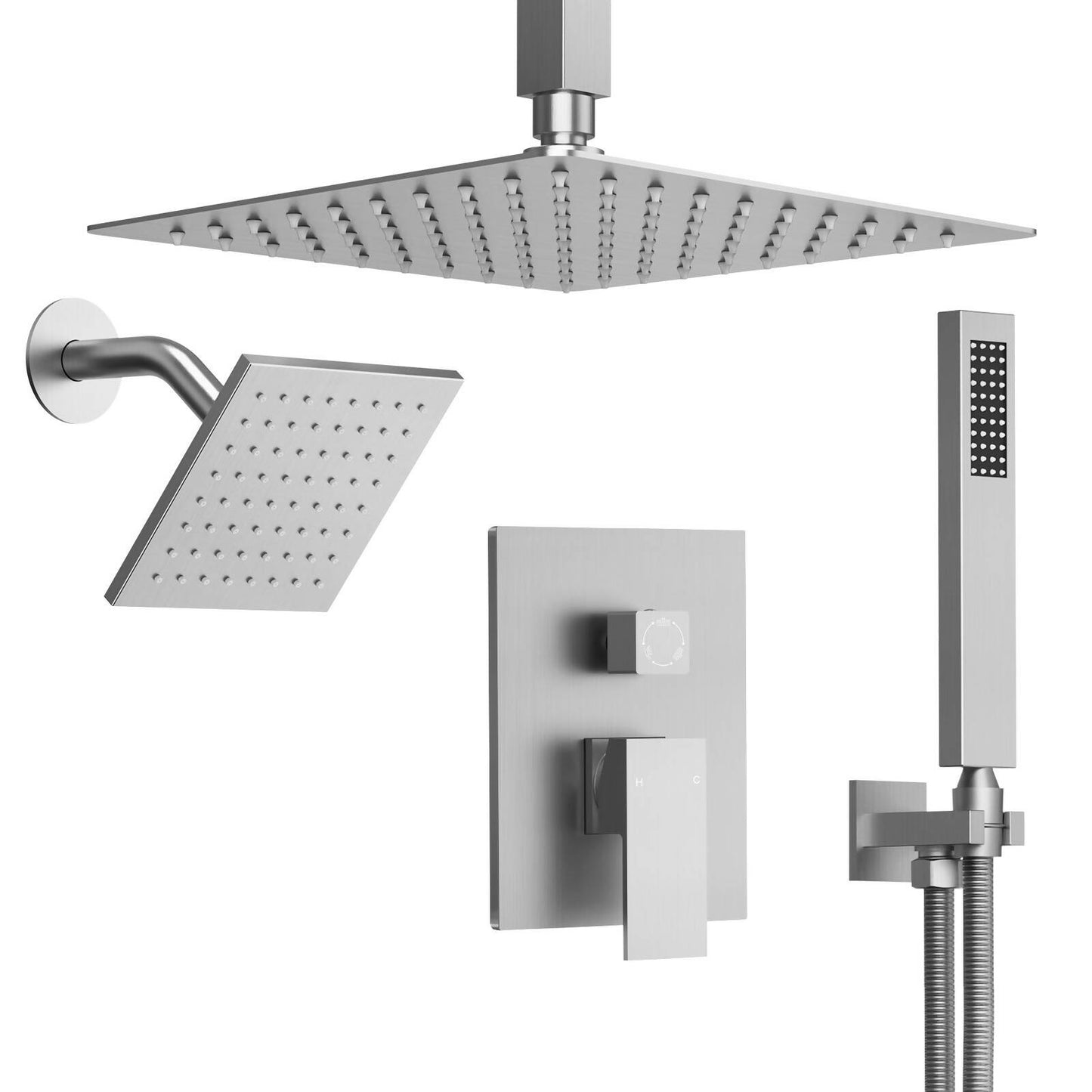 DualJetSpa 10" High-Pressure Rainfall Shower Faucet, Celling Mount, Rough in-Valve, 2.5 GPM