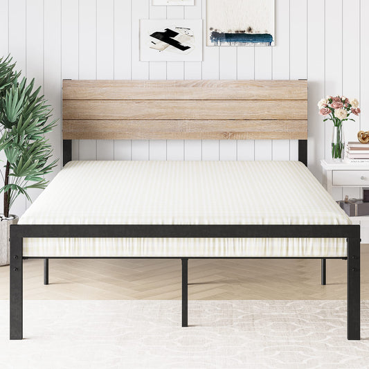 IDEALHOUSE Full Size Bed Frame with Wood Headboard