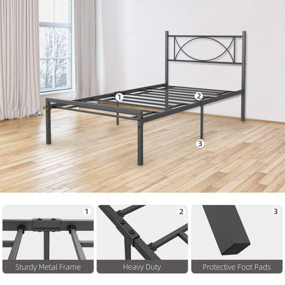 IDEALHOUSE Metal Platform Bed Frame with Sturdy Steel Bed Slats - Twin Size