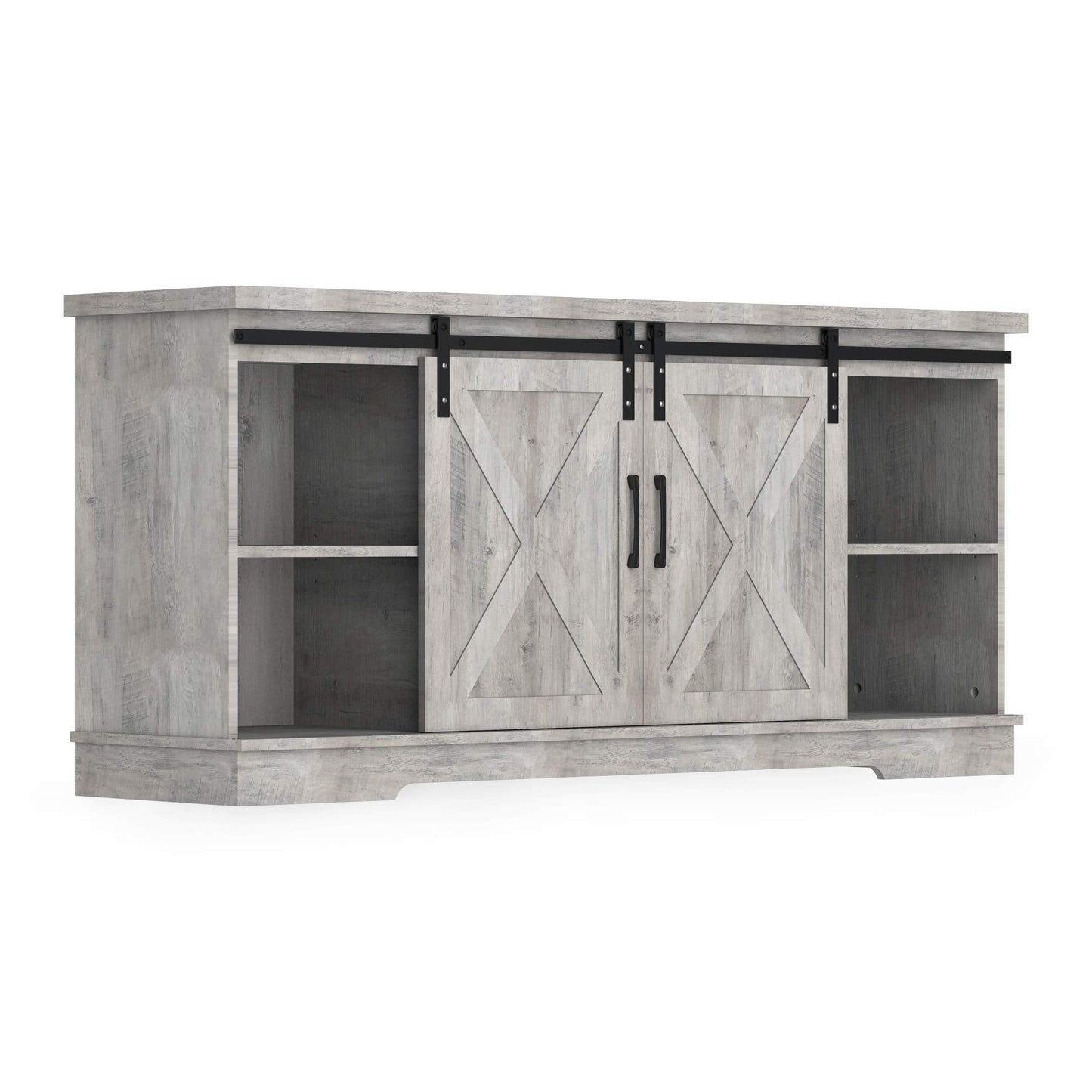 IDEALHOUSE Modern Farmhouse Sliding Barn Door TV Stand