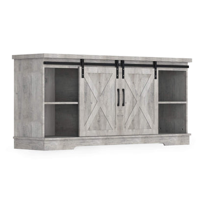 IDEALHOUSE Modern Farmhouse Sliding Barn Door TV Stand