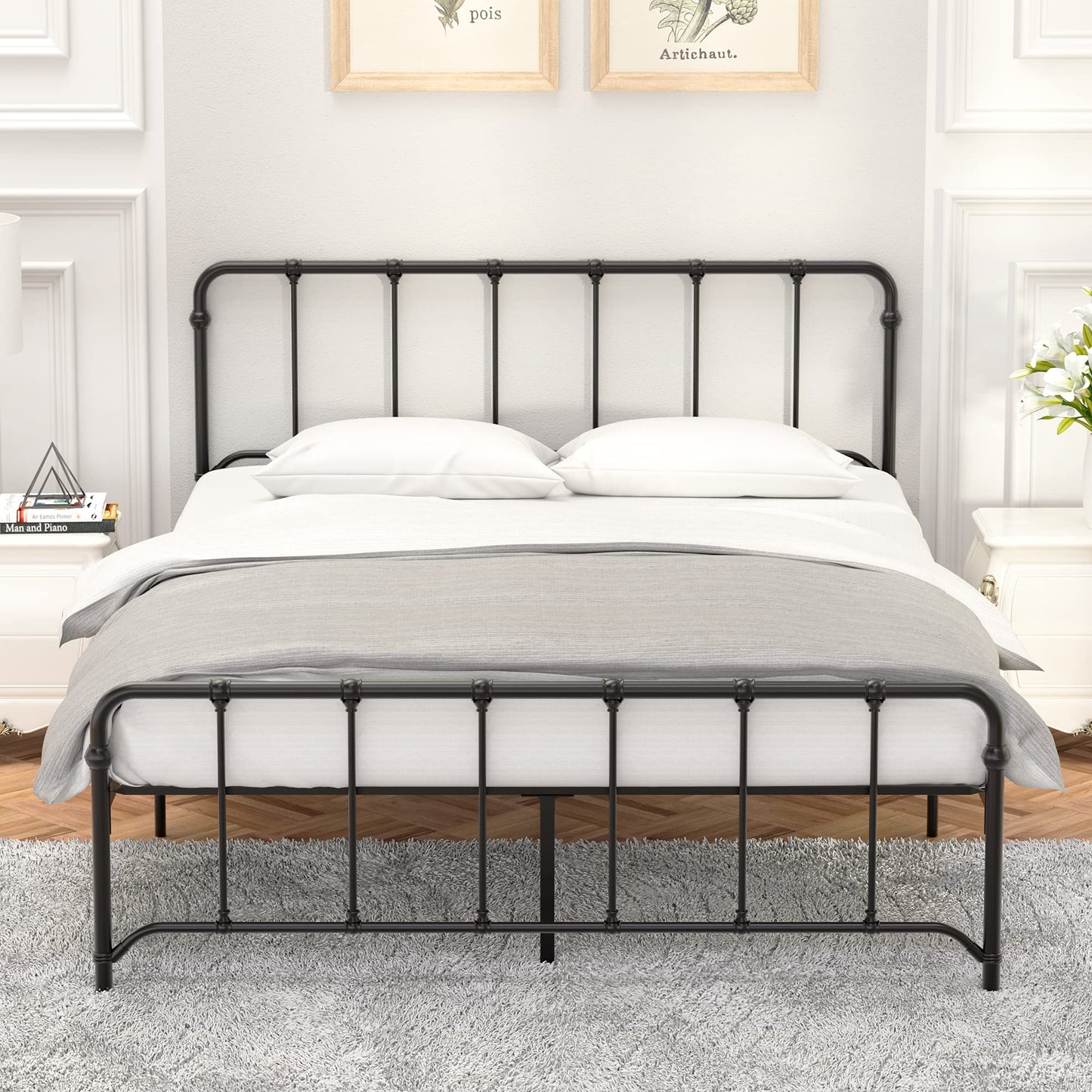 IDEALHOUSE Queen Size Metal Bed Frame Platform Bed