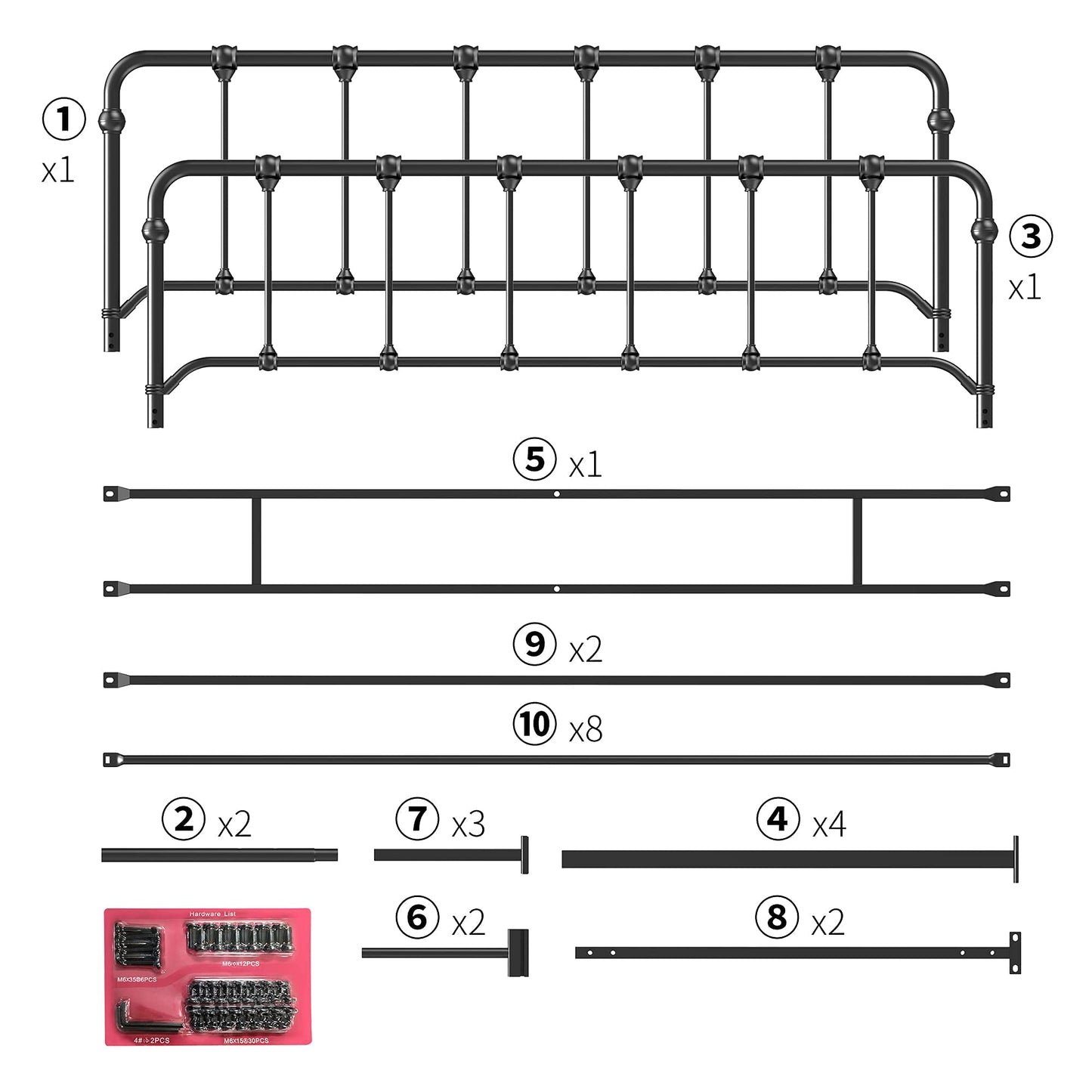 IDEALHOUSE Queen Size Metal Bed Frame Platform Bed