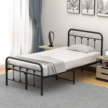 IDEALHOUSE Twin Size Metal Bed Frame with Victorian Headboard