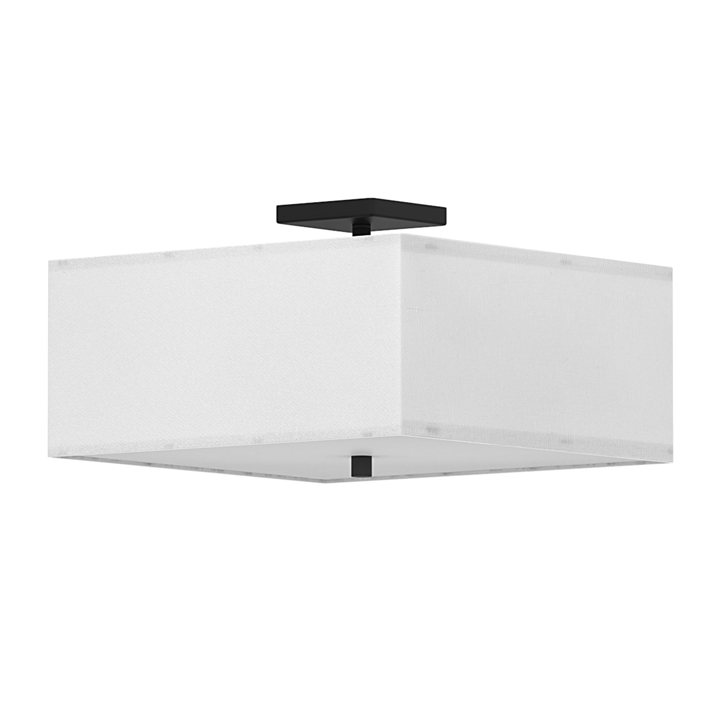 17" 4-Light Fabric Square Semi Flush Mount Light