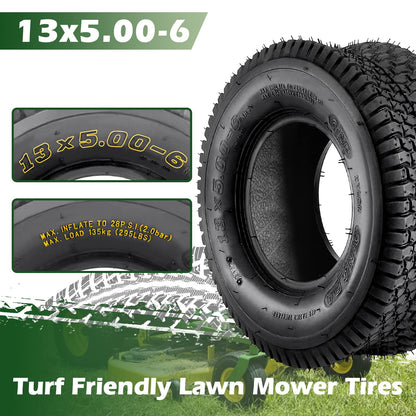 GARVEE 13x5.00-6 Lawn Mower Tire 2Pcs 13x5x6 13-5-6 Turf Tire for Lawn Mower Garden Tractors Riding Mowers Golf Cart Tire