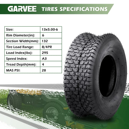 GARVEE 13x5.00-6 Lawn Mower Tire 2Pcs 13x5x6 13-5-6 Turf Tire for Lawn Mower Garden Tractors Riding Mowers Golf Cart Tire