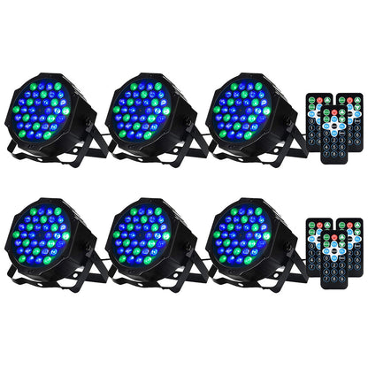 GARVEE 6Pcs 36 LED Party Lights Colorful 7 Modes Stage Lights