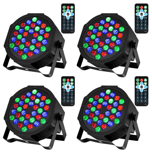 GARVEE 4 Packs Party Lights 36 LED RGB Stage Lights for Home Party Birthday Club