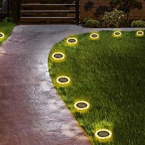 LITAKE Solar Disk Lights 12LED IP65 Waterproof Solar Ground Lights