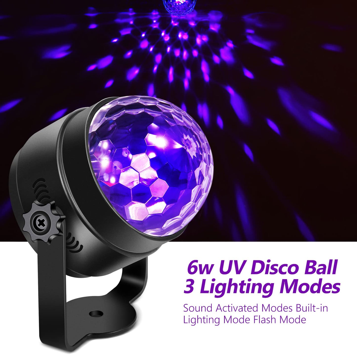 GARVEE 2Pcs UV Black Light 6W LED Disco Ball Party Lights