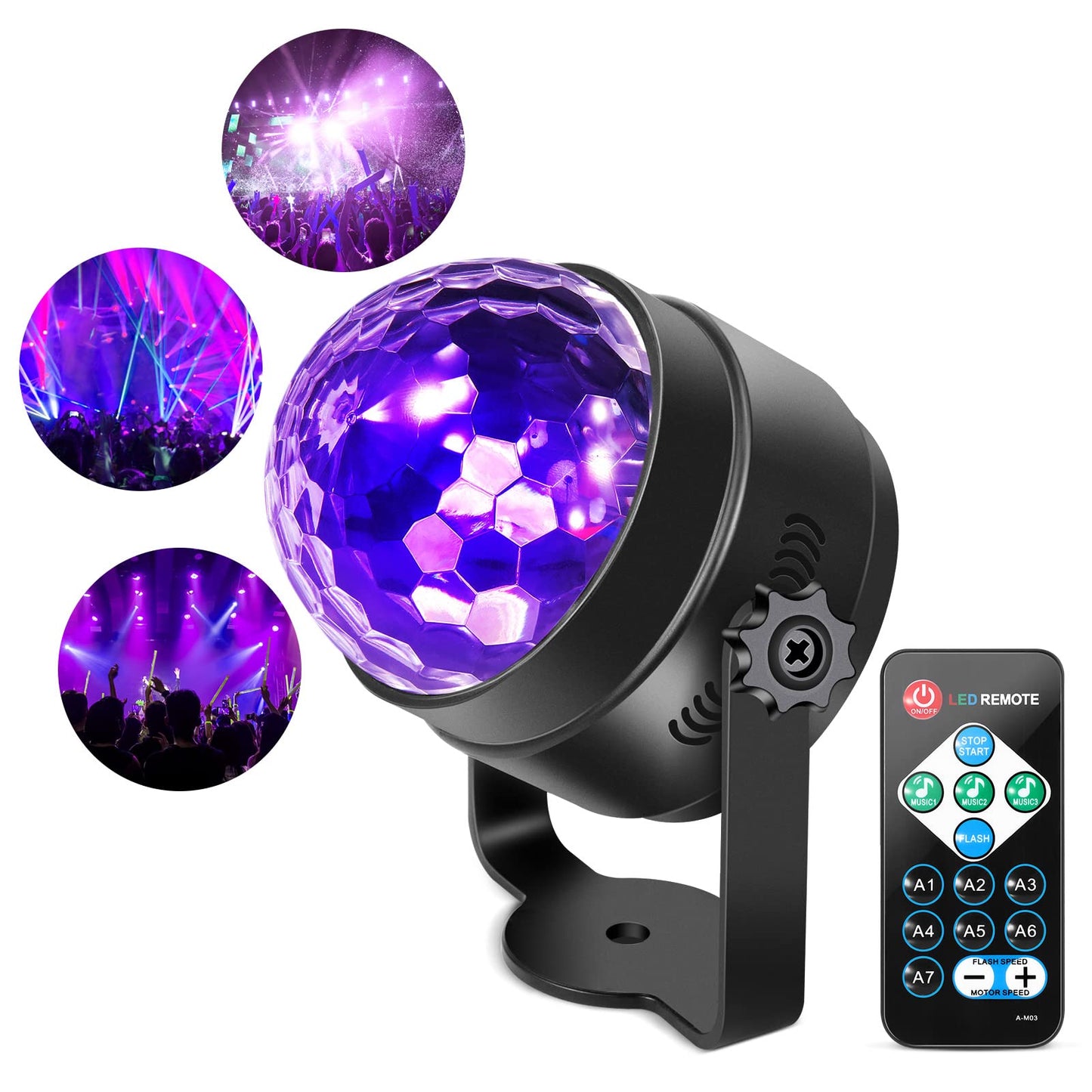 GARVEE 2Pcs UV Black Light 6W LED Disco Ball Party Lights