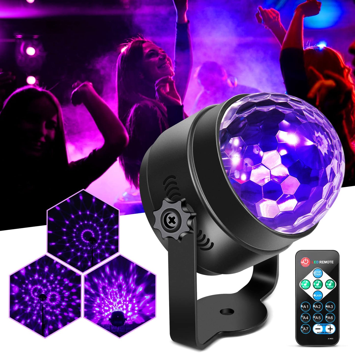 GARVEE 2Pcs UV Black Light 6W LED Disco Ball Party Lights