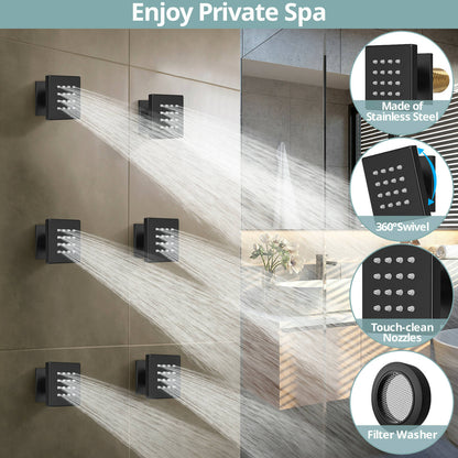 Luxury LightWave High-Pressure Shower System, Ceiling Mount, LED Light, Thermostatic Valve, 2.5 GPM