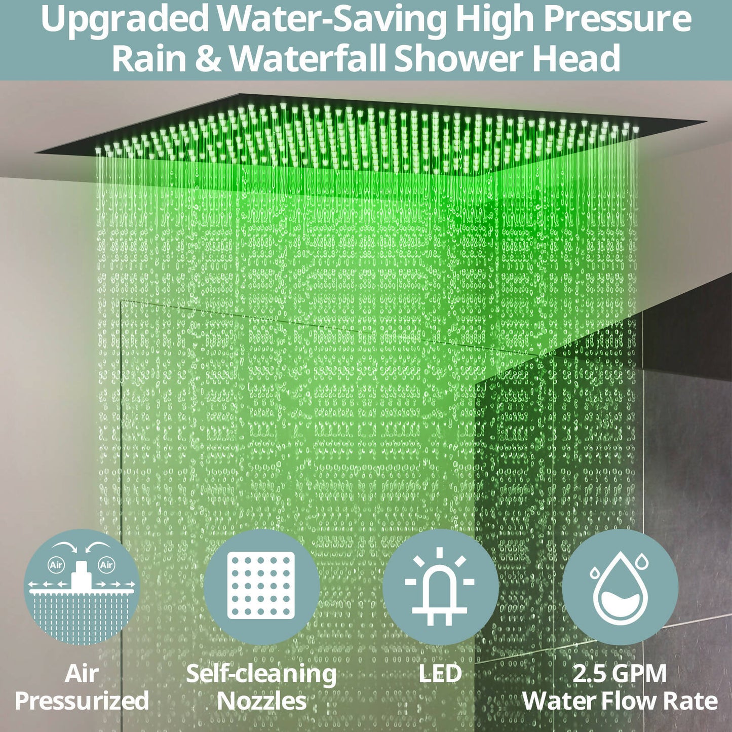 Luxury LightWave 20” High-Pressure Shower System, Ceiling Mount, LED Light, Thermostatic Valve