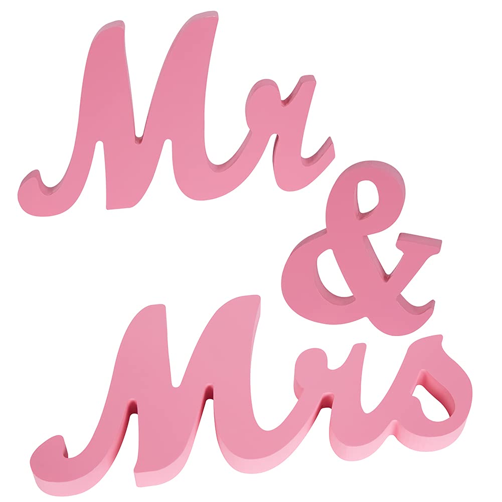 RONSHIN 1 Set Wooden Mr And Mrs Letter Ornament Wedding Props Pink