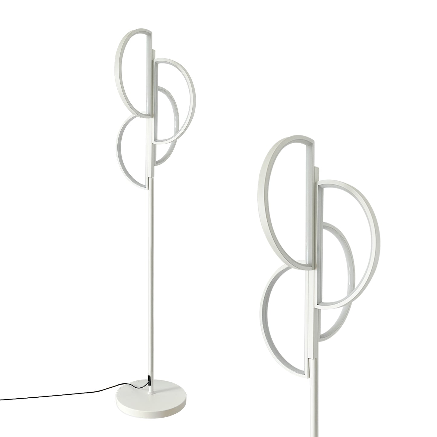 66-inch Modern White D-Shape LED Floor Lamp