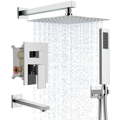 RainfallCascade AquaFusion Trio Collection Tub And Shower Faucet With Rough-In Valve