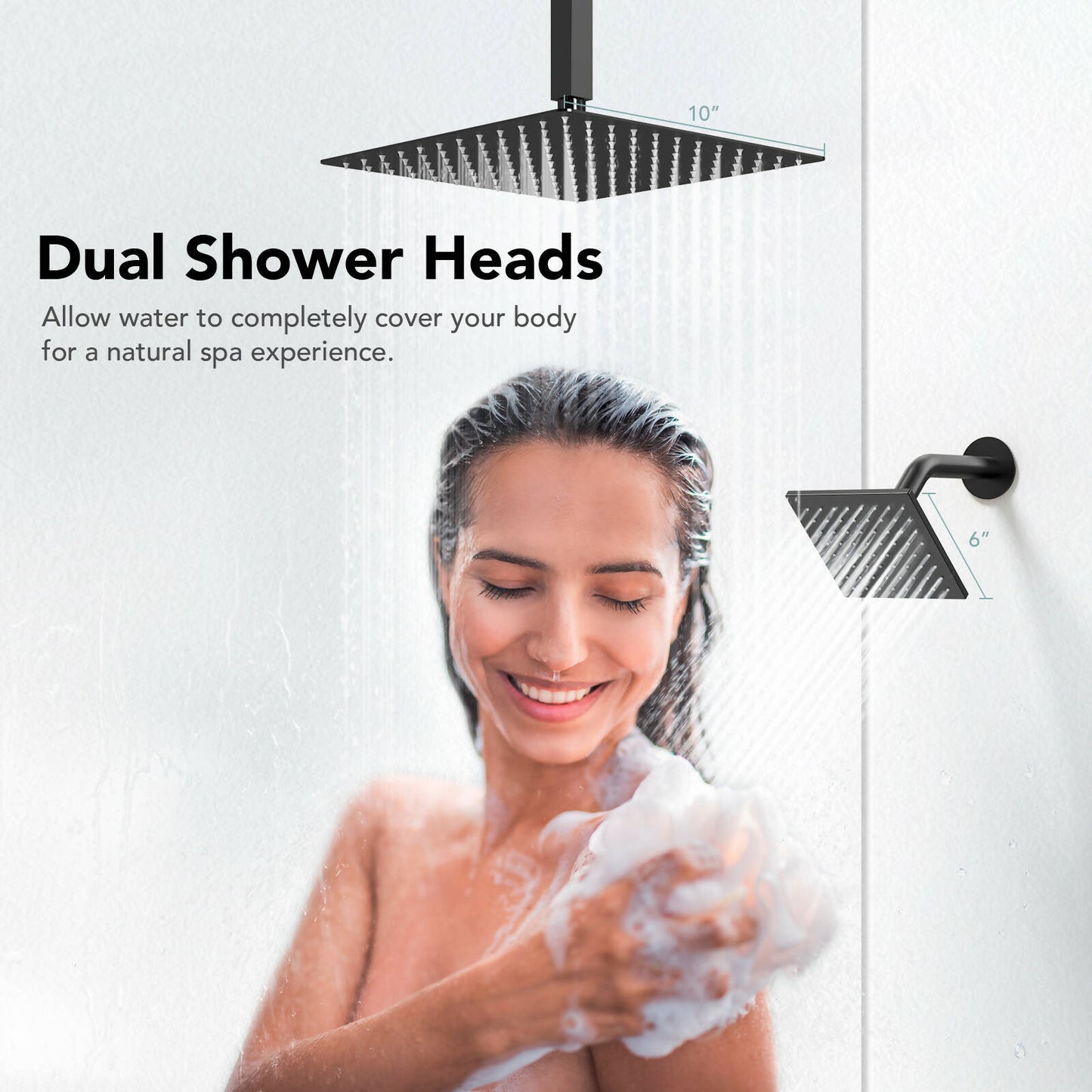 DualJetSpa 10" High-Pressure Rainfall Shower Faucet, Celling Mount, Rough in-Valve, 2.5 GPM