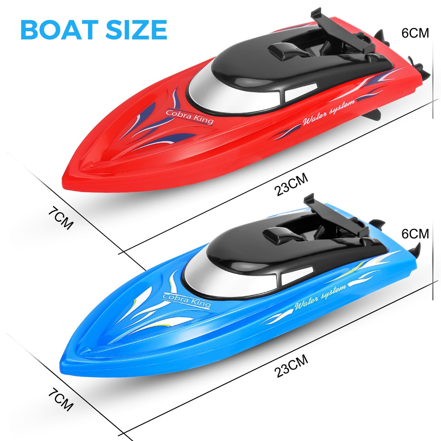 THINKMAX 2PACK 10km/H 2.4G High Speed Remote Control Boats (Blue+Red)