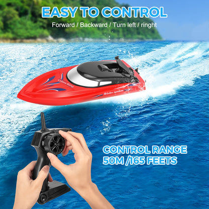 THINKMAX 2PACK 10km/H 2.4G High Speed Remote Control Boats (Blue+Red)