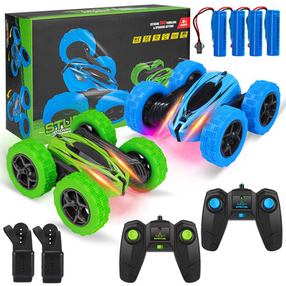 THINKMAX 2Pack RC Stunt Car Watch Gesture Sensor Car Blue+Green