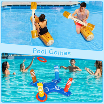 THINKMAX 9PCS PVC Inflatable Pool Fighting Float Row Toys