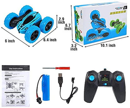 THINKMAX Remote Control Car 1165A RC Stunt Car Toy Double Sided 360 Rotating Vehicle Blue