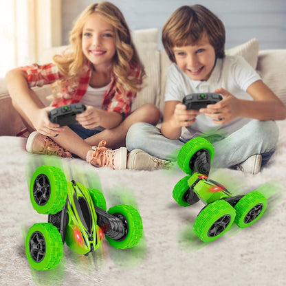 THINKMAX Remote Control Car 1165A RC Stunt Car Toy Double Sided 360 Rotating Vehicle Green