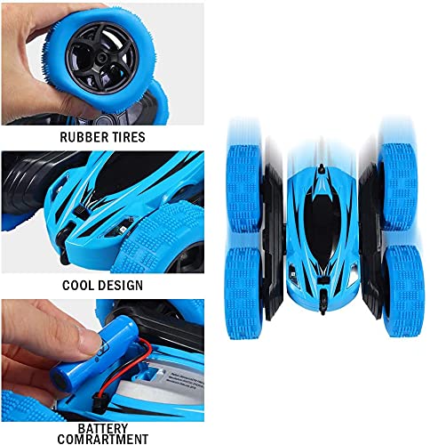 THINKMAX Remote Control Car RC Stunt Car Double Sided Crawler Vehicle Blue